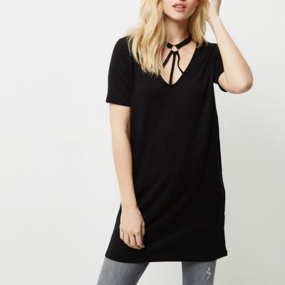 Black harness neck oversized T-shirt